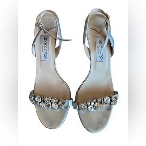 Jimmy Choo Silver Crystal Embellished Heels